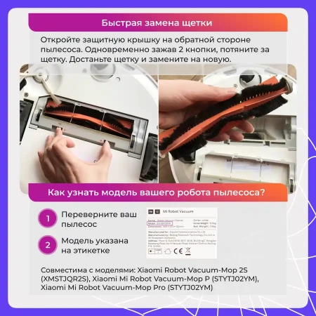 Основная щетка для робота-пылесоса Xiaomi Mi Robot Vacuum-Mop 2 Pro (MJST1SHW)