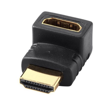 Адаптер - переходник HDMI - HDMI угол 90 градусов, внешний HDMI, папа-мама, черный