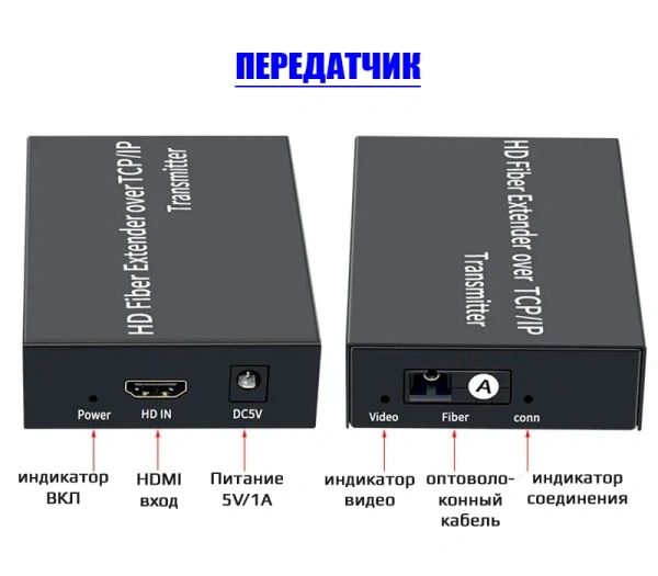 Удлинитель сигнала HDMI по оптоволоконному кабелю SC до 3км, FullHD 1080p, поддержка TCP/IP, комплект Удлинитель сигнала HDMI по оптоволоконному кабелю SC до 3км, FullHD 1080p, поддержка TCP/IP, комплект