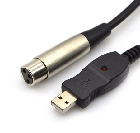 Цифровой кабель USB2.0 - XLR для микрофона с звуковой картой, 3 метра, черный