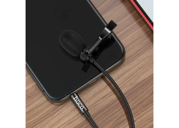 Микрофон HOCO DI02 на клипсе (в петлицу), jack 3.5mm, 2м, черный Микрофон HOCO DI02 на клипсе (в петлицу), jack 3.5mm, 2м, черный