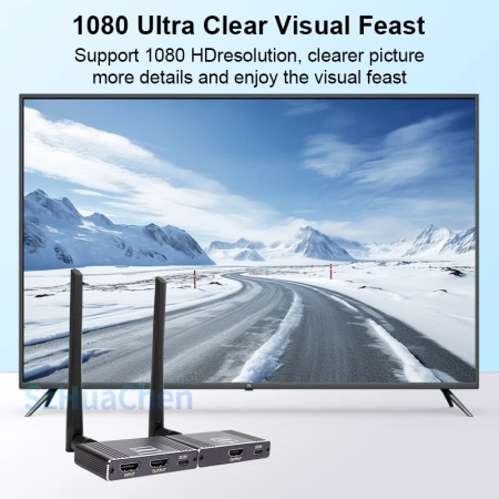 Удлинитель сигнала HDMI по Wi-Fi до 200 метров, активный, FullHD 1080p, черный