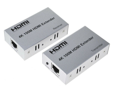 Удлинитель сигнала HDMI по витой паре RJ45 (LAN) до 100 метров, активный, UltraHD 4K, комплект