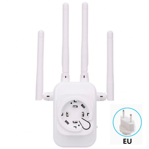 Адаптер - репитер, повторитель, усилитель Wi-Fi сигнала ver.03, до 300 Мбит/с, 4 антенны, белый Адаптер - репитер, повторитель, усилитель Wi-Fi сигнала ver.03, до 300 Мбит/с, 4 антенны, белый