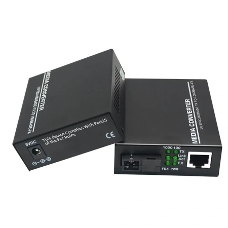 Медиаконвертер - удлинитель - коммутатор оптический 1xRJ45 10/100/1000MB - 1xSC до 3км одномодовый одноволоконный, комплект