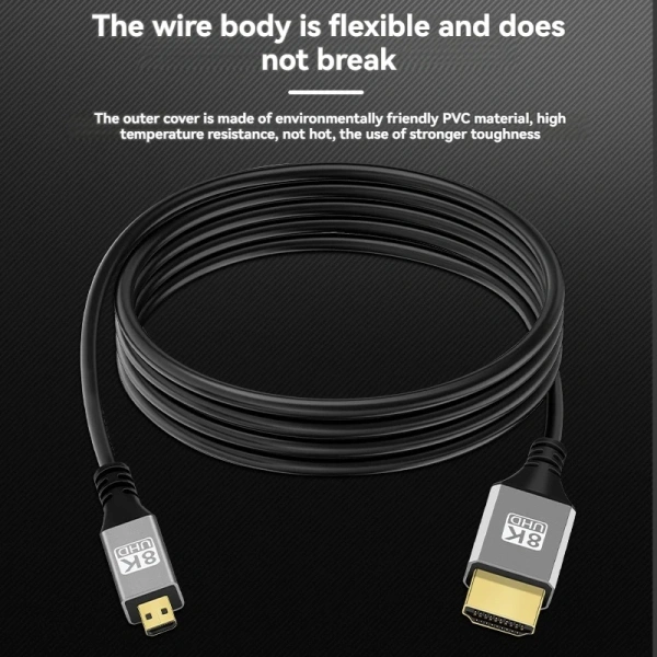 Кабель MicroHDMI - HDMI 2.1 8K60Hz, папа-папа, 1,5 метра, черный