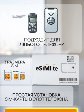 Физическая eSIM-карта для мобильного интернета от eSIMlite