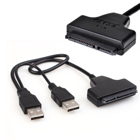 Адаптер - переходник - кабель SATA - 2x USB2.0 для жесткого диска SSD/HDD 2.5″, черный