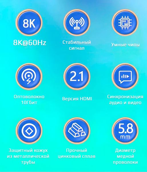 Кабель оптический бронированный HDMI v2.1 UltraHD 8K 60Гц / 4K 120Гц, поддержка HDR, ARC, 48 Гбит/с, 50 метров