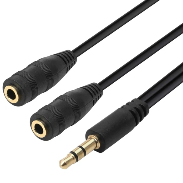 Кабель - разветвитель jack 3.5mm (AUX) - 2x jack 3.5mm (AUX), папа-мама, 1,5 метра, черный Кабель - разветвитель jack 3.5mm (AUX) - 2x jack 3.5mm (AUX), папа-мама, 1,5 метра, черный