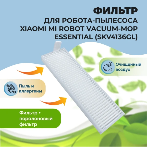 Фильтр для робота-пылесоса Xiaomi Mi Robot Vacuum-Mop Essential (SKV4136GL) Фильтр для робота-пылесоса Xiaomi Mi Robot Vacuum-Mop Essential (SKV4136GL)