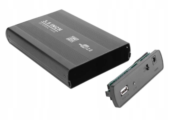 Внешний корпус - бокс SATA - USB2.0 для жесткого диска SSD/HDD 3.5”, алюминий, черный Внешний корпус - бокс SATA - USB2.0 для жесткого диска SSD/HDD 3.5”, алюминий, черный
