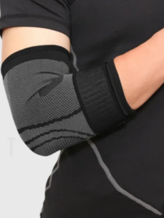 Фиксатор локтевого сустава - регулируемый бандаж на локоть - ортопедическая поддержка - спортивный компрессионный суппорт для локтя, окружность 25-27см (L), черный