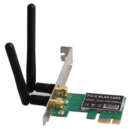 Беспроводной WI-FI-приемник PCI-E - сетевая карта, 2 антенны, до 300 Мбит/с, 2.4GHz