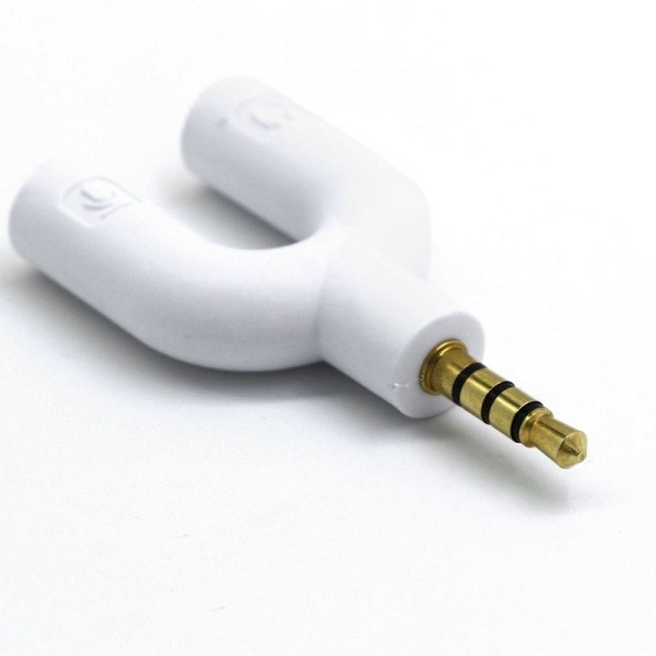 Адаптер - переходник jack 3.5mm (AUX) - 2x jack 3.5mm (AUX), наушники / микрофон, белый Адаптер - переходник jack 3.5mm (AUX) - 2x jack 3.5mm (AUX), наушники / микрофон, белый