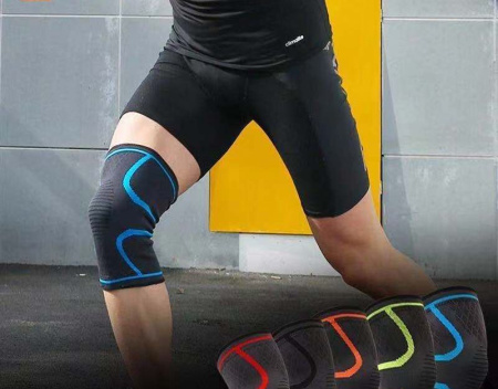 Фиксатор коленного сустава - бандаж на колено - ортопедический эластичный наколенник - спортивная компрессионная нескользящая поддержка для колена, размер XL, синий