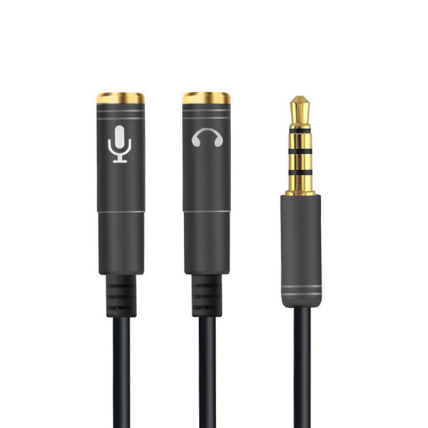 Кабель - разветвитель jack 3.5mm (AUX) на jack 3.5mm (AUX) - jack 3.5mm (MIC), папа-мама, 0,4 метра, черный Кабель - разветвитель jack 3.5mm (AUX) на jack 3.5mm (AUX) - jack 3.5mm (MIC), папа-мама, 0,4 метра, черный