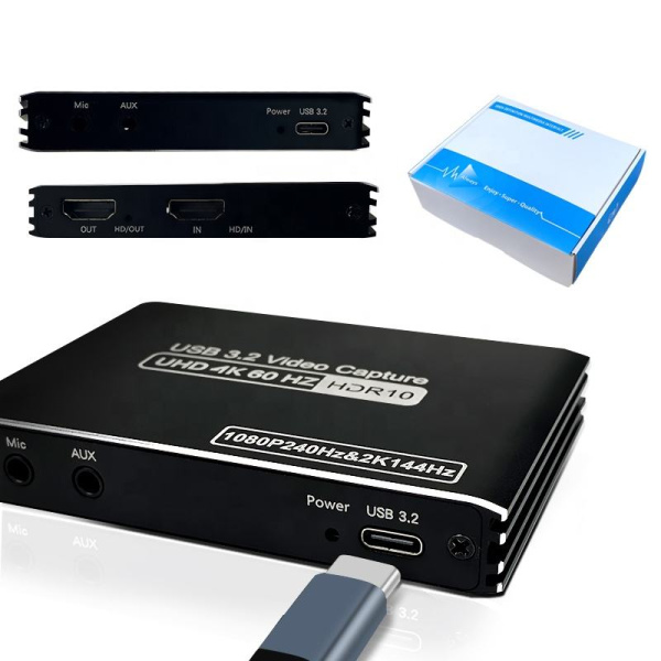 Профессиональная (игровая, стриминговая) карта видеозахвата USB3.2 HDMI запись до 4K 60Гц / 2K 144Гц / 1080p 240Гц, черный Профессиональная (игровая, стриминговая) карта видеозахвата USB3.2 HDMI запись до 4K 60Гц / 2K 144Гц / 1080p 240Гц, черный