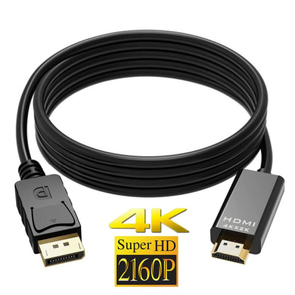 Кабель DisplayPort - HDMI, UltraHD 4K, папа-папа, 3 метра, черный Кабель DisplayPort - HDMI, UltraHD 4K, папа-папа, 3 метра, черный