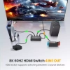 Адаптер - переключатель - свитч 4×1 HDMI 2.1 UltraHD 8K 60Гц, HDCP 2.3, пульт ДУ, активный, черный