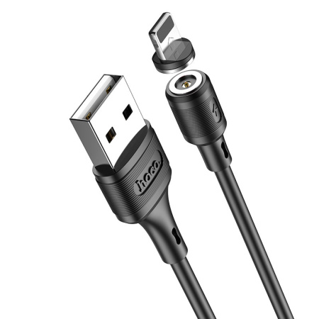 Зарядный магнитный USB дата кабель HOCO X52 Lightning, 2.4A, 1м, черный
