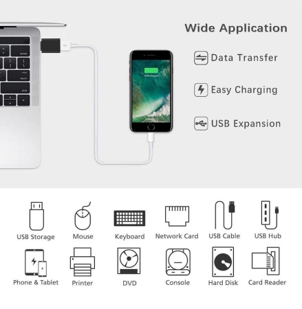 Адаптер - переходник OTG USB3.1 Type-C - USB3.0, черный