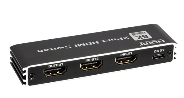Адаптер - переключатель - свитч 2×1 HDMI 2.1 UltraHD 8K 60Гц, HDCP 2.3, пульт ДУ, активный, черный Адаптер - переключатель - свитч 2×1 HDMI 2.1 UltraHD 8K 60Гц, HDCP 2.3, пульт ДУ, активный, черный