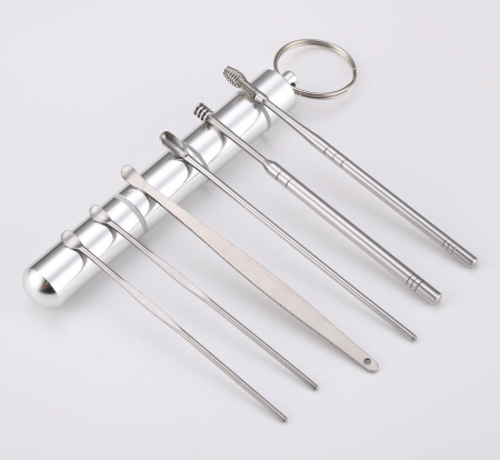 Набор инструментов для чистки ушей - ушные палочки - металлическая ухочистка MOD01, алюминий, 6 штук