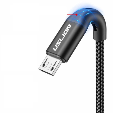 Зарядный USB дата кабель USLION MicroUSB для быстрой зарядки, 2.4A, 1м, черный