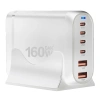 Настольное зарядное устройство - зарядная станция на 6 портов 160W USB-C / USB mod. 1006P160WW, быстрая зарядка, пластик