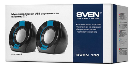 Колонки - акустическая система 2.0 SVEN 150, 5Вт, чёрный