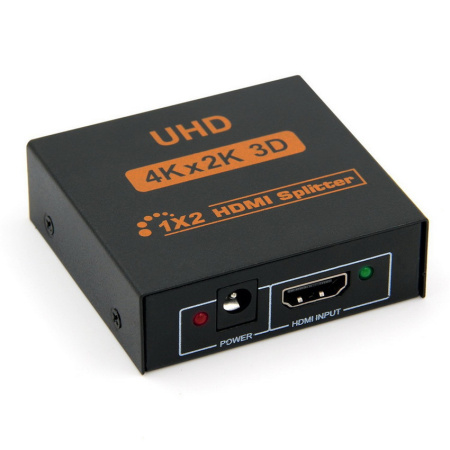 Адаптер - разветвитель - сплиттер 1×2 HDMI, UltraHD 4K 3D, активный, черный