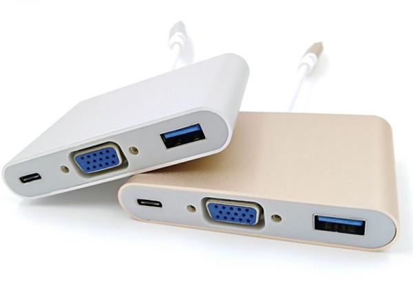 Адаптер - переходник - хаб USB3.1 Type-C на VGA - USB3.1 Type-C - USB3.0, серебро Адаптер - переходник - хаб USB3.1 Type-C на VGA - USB3.1 Type-C - USB3.0, серебро