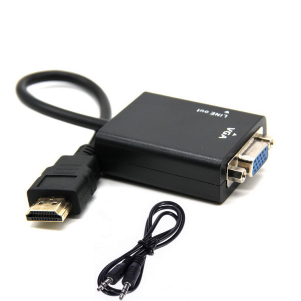 Адаптер - переходник HDMI – VGA - jack 3.5mm (AUX) PRO, черный Адаптер - переходник HDMI – VGA - jack 3.5mm (AUX) PRO, черный
