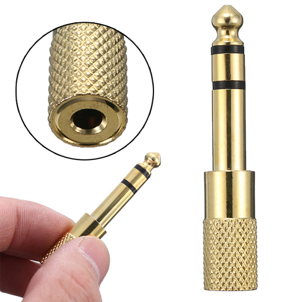 Адаптер - переходник jack 6.5mm - jack 3.5mm (AUX), золото Адаптер - переходник jack 6.5mm - jack 3.5mm (AUX), золото