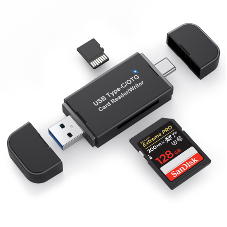 Картридер TF/SD - адаптер для карт памяти - USB3.1 Type-C - USB3.0, черный