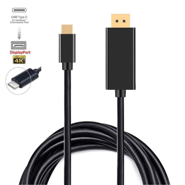 Кабель USB3.1 Type-C - DisplayPort, UltraHD 4K60Hz, 1,8 метра, черный Кабель USB3.1 Type-C - DisplayPort, UltraHD 4K60Hz, 1,8 метра, черный