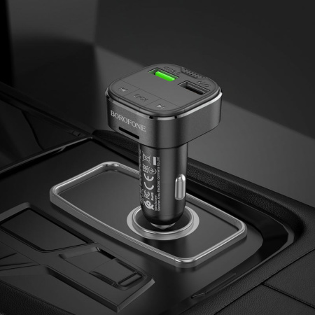 Автомобильный Bluetooth FM-проигрыватель - MP3 плеер BOROFONE BC43, 1А, 2 USB, картридер TF, черный