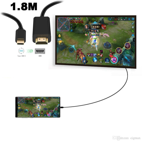 Кабель USB3.1 Type-C - HDMI, UltraHD 4K60Hz, 1,8 метра, черный Кабель USB3.1 Type-C - HDMI, UltraHD 4K60Hz, 1,8 метра, черный