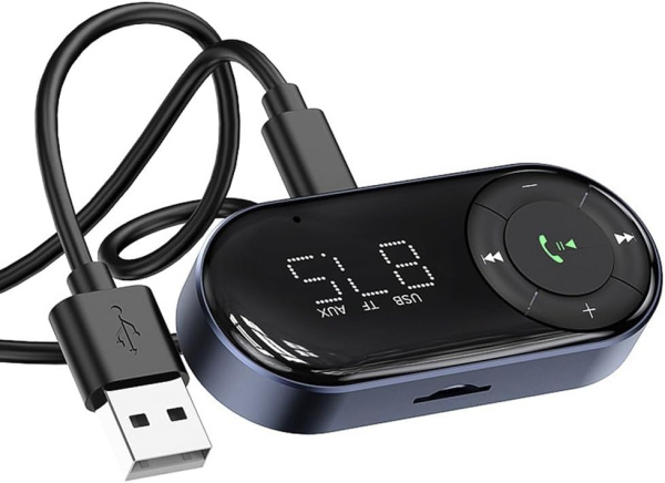 Аудио адаптер Hi-Fi AX02 FM-трансмиттер Bluetooth v5.2 - AUX 3.5мм, картридер TF, для автомобиля, громкая связь (handsfree)