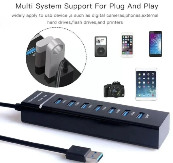 Хаб - концентратор USB3.0 - 7х USB3.0, вертикальный, с LED-индикатором, черный Хаб - концентратор USB3.0 - 7х USB3.0, вертикальный, с LED-индикатором, черный