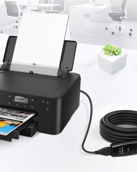 Кабель с усилителем-репитером USB3.0, папа-мама, 20 метров, черный