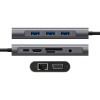Адаптер - переходник - хаб 8in1 USB3.1 Type-C на HDMI - VGA - 3x USB3.0 - RJ45 (LAN) до 1000 Мбит/с - jack 3.5mm (AUX) - картридер SD, серый