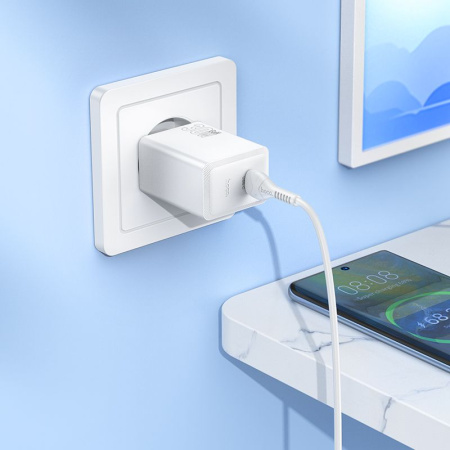 Зарядное устройство сетевое - блок питания HOCO N70, USB Type-C PD30W, белый