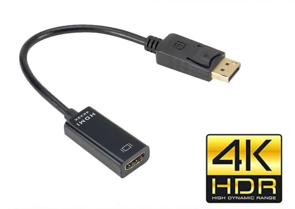 Адаптер - переходник DisplayPort - HDMI 4K, черный Адаптер - переходник DisplayPort - HDMI 4K, черный