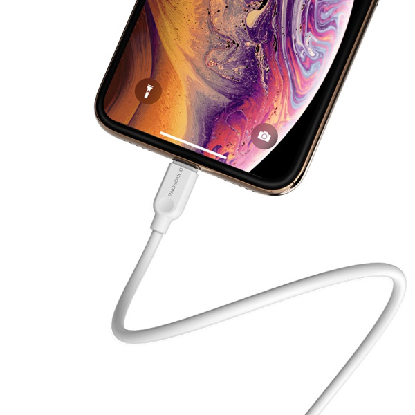 Зарядный USB дата кабель BOROFONE BX14 Lightning, 2.4A, 3м, белый Зарядный USB дата кабель BOROFONE BX14 Lightning, 2.4A, 3м, белый