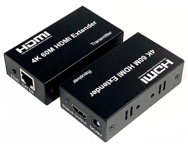 Удлинитель сигнала HDMI UltraHD 4К по витой паре RJ45 (LAN) до 60м, комплект, черный Удлинитель сигнала HDMI UltraHD 4К по витой паре RJ45 (LAN) до 60м, комплект, черный