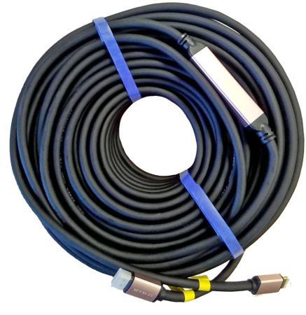 Кабель с усилителем-репитером HDMI - HDMI v2.0, 4K 3D, папа-папа, 50 метров, черный