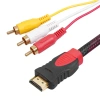 Кабель - переходник HDMI - 3x RCA (AV белый-красный-желтый), 1,5 метра, в оплетке