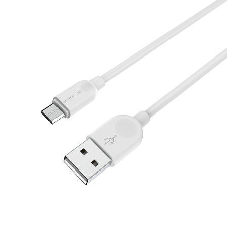 Зарядный USB дата кабель BOROFONE BX14 MicroUSB, 2.4A, 3м, белый